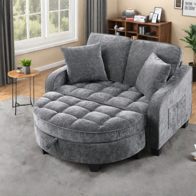Sofas with Storage, Grey Foam Wood Frame Modern Loveseat for Home