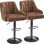 Ensemble de 2 tabourets de bar George, tabourets de bar pivotants réglables, chaises de bar en similicuir, tabouret à hauteur de comptoir rembourrée avec dossier haut pour îlot de cuisine, brun
