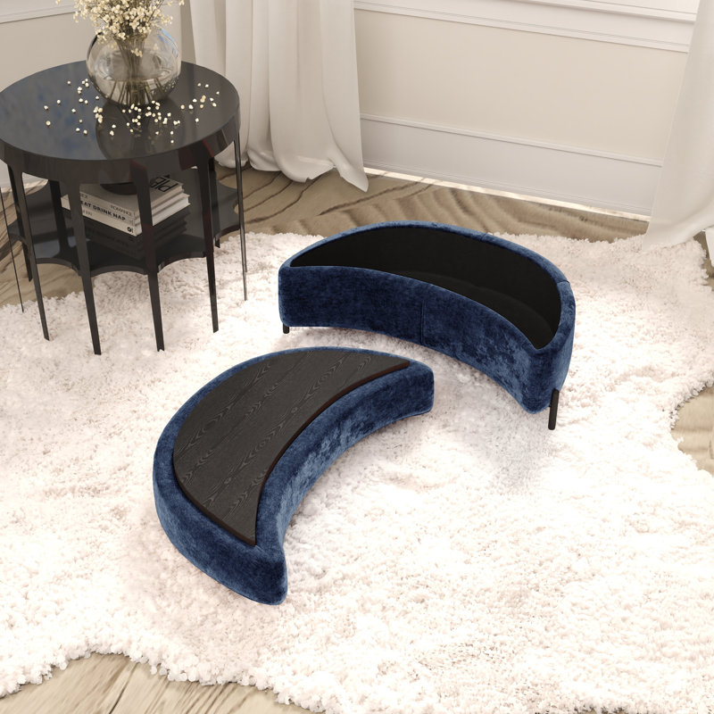 Repose-pieds en chenille avec rangement, Marine