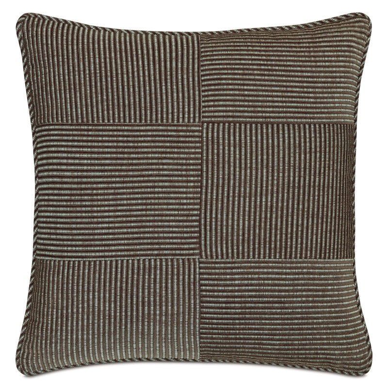 Highland Wool Square Pillow Cover & Insert, Brown Striped, Square 22"