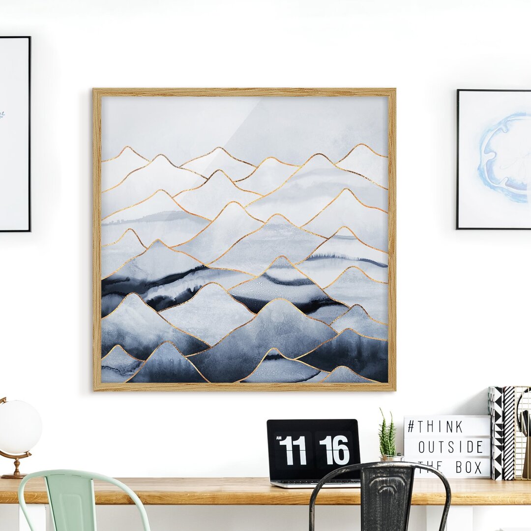 Gerahmtes Poster Mountains White Gold