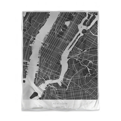 Typo & Symbols Twin Duvet Cover - NY Map Design, White