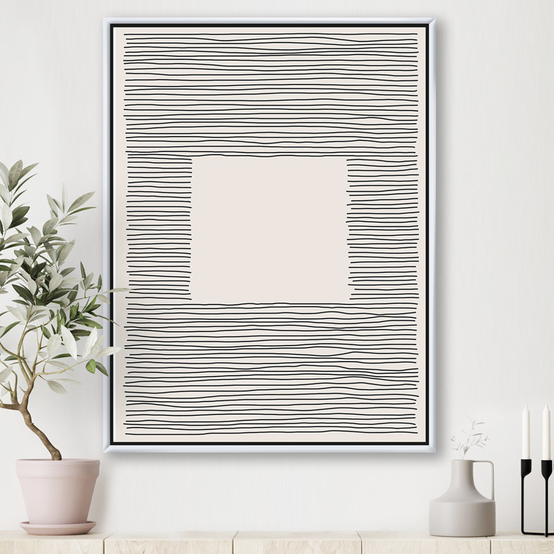 Minimal Geometric Lines and Squares III - reproduction sur toile, Toile encadrée d'or, H 20 po x l 12 po x P 1 po