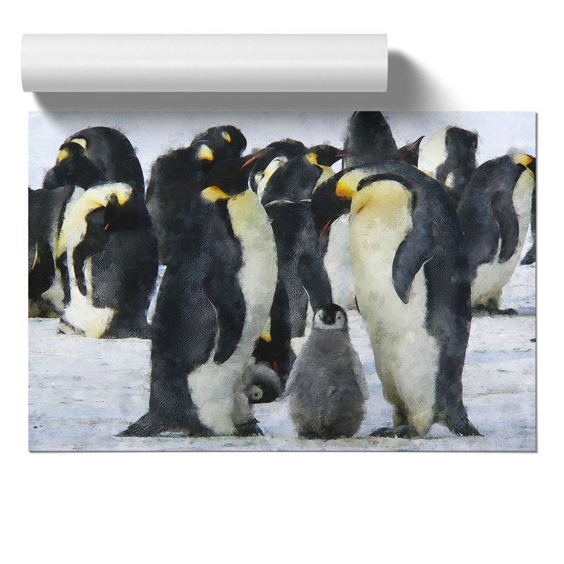 Emperor Penguins Painting - Frameless Print, 21cm H x 30cm W x 0.1cm D
