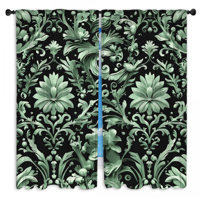 Rideaux de fenêtre à motif floral damassés damas et obscurcissant - 2 panneaux