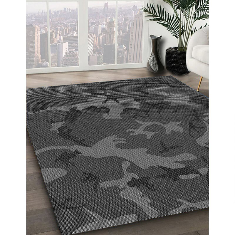 Tapis 100% à motifs lavables à la machine 2989 WSHPAT665GRY, Rectangle 4 pi x 6 pi