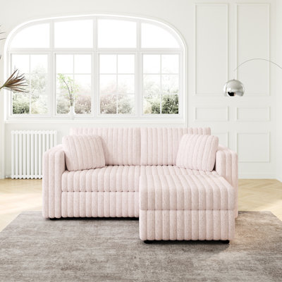 75.6" Modular With Hydraulic Lift. Pink Upholstery. Metal Frame. Versatile For Different Settings Foam Filler. Elegant Home Furniture