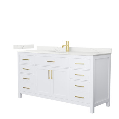 Beckett 66" Freestanding Single Bathroom Vanity with Quartz Top