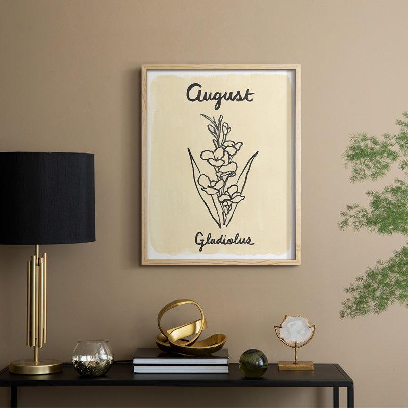 Birth Month VIII Framed Print - Solid Wood, Natural, 11" H x 9" W