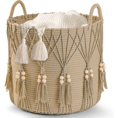 Blanket Basket for Living Room Decor Storage Basket for Toy Organizer Boho Decor Baskets ,Natural