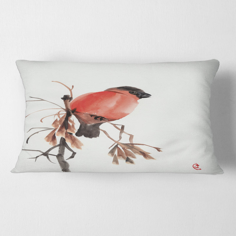 Housse et insert d'oreiller rectangulaire Bullfinch Bird on a Branch