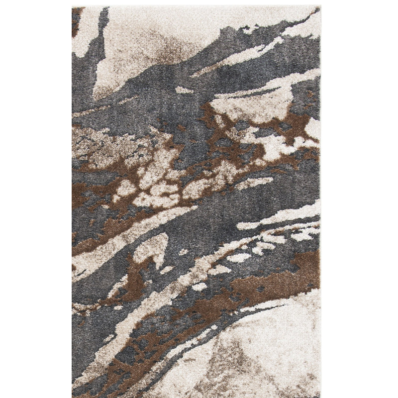 Tapis gris foncé / beige Afrah, Rectangulaire 8 pi x 10 pi