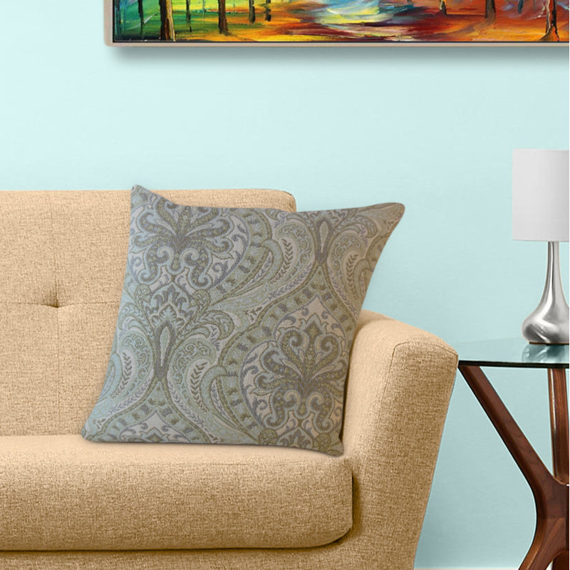 Uba Damask Feather Reversible Throw Pillow, 12" x 18", Lumbar Pillow