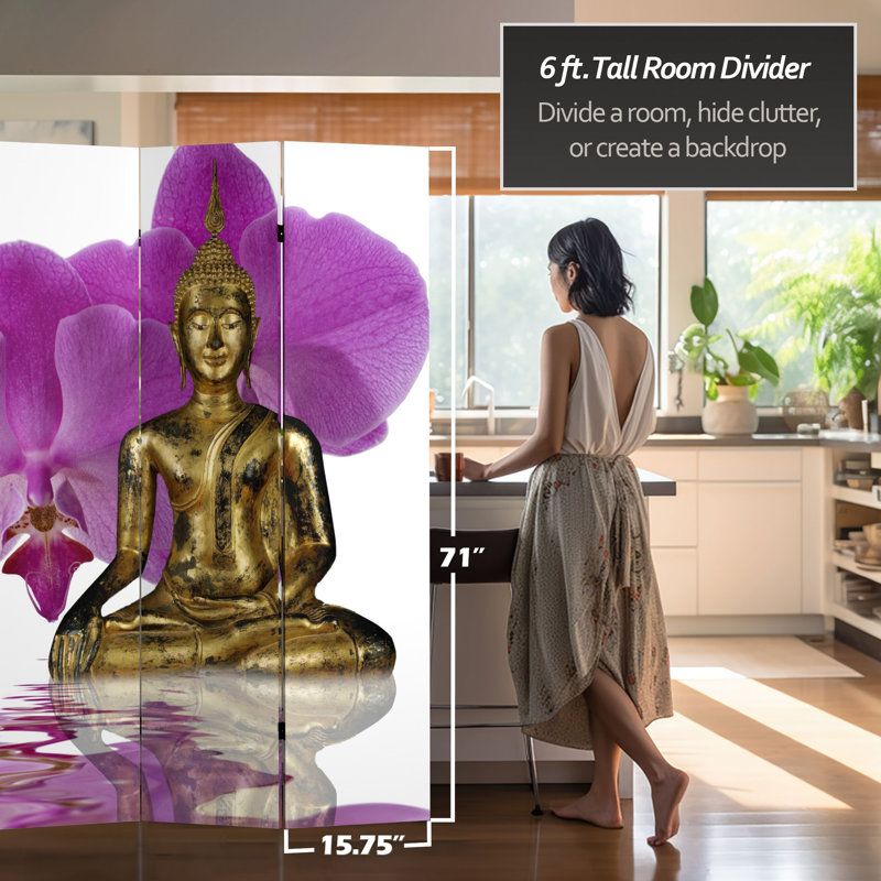 Paravent Bouddha, Purple/Gold