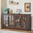 Pfarr 63" W Farmhouse Wood Sideboard with Glass Doors and Adjustable Shelves, Brown-1550988501