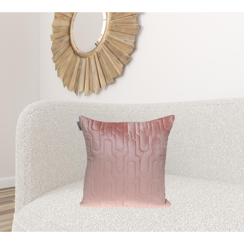 Cotton Blend Outdoor Throw Pillow, Metallic Pink Geometric Lush Quilted