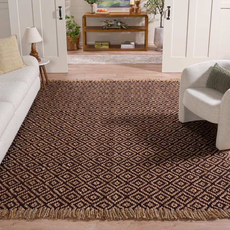 Derry Natural Fiber Hand Woven Jute Geometric Rug, Rectangle 8' x 10'