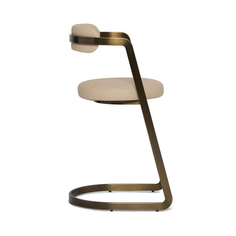 Baldwin Stool, Counter Stool (26" Seat Height), Cream Latte Seat/Antique Bronze Frame