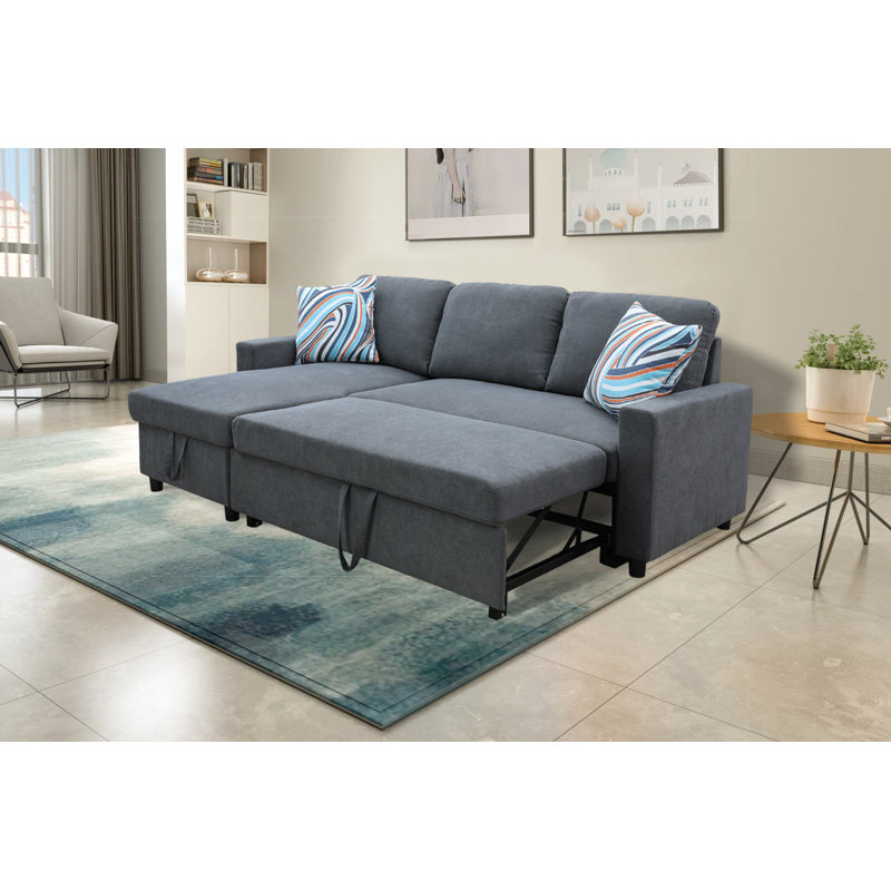 Sebella Upholstered L-Shaped Sectional Reversible, Gray Linen Blend
