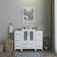 Ensemble de meuble-lavabo autoportant 48 po avec plateau en céramique et miroir assorti Brescia-27042742