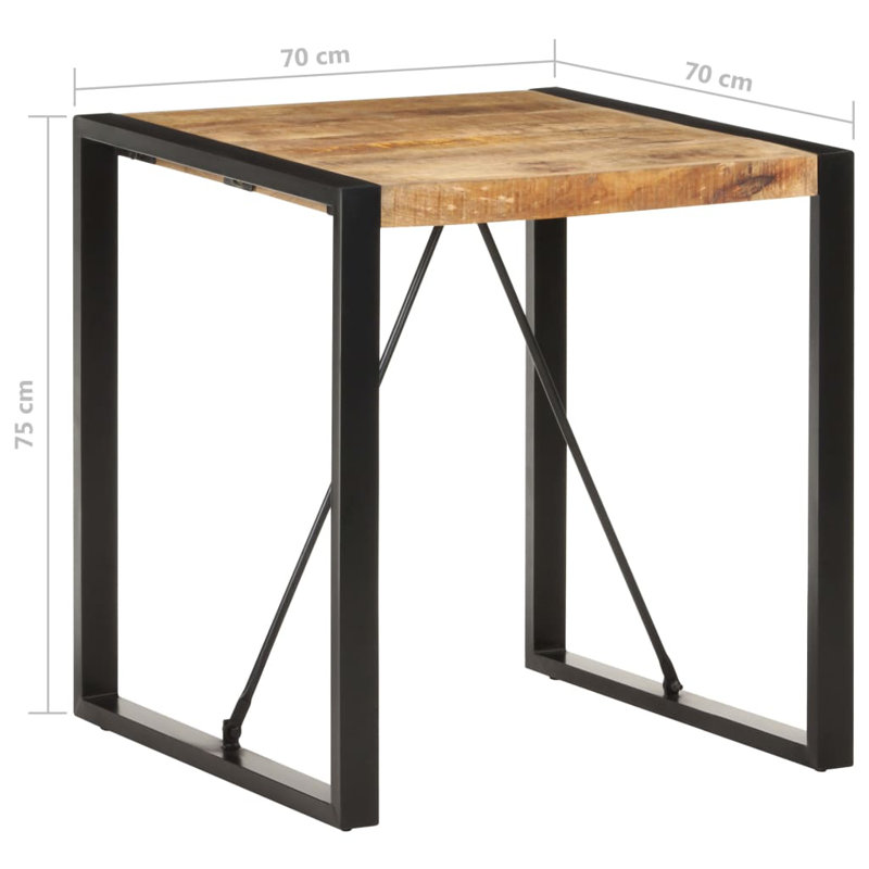 17 Stories Dining Table Mango Wood, Brown, Black, 29.5" H x 27.6" L x 27.6" W