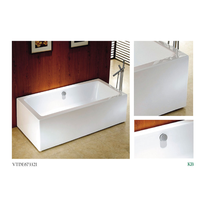 Baignoire autoportante rectangulaire à double extrémité en acrylique Aqua Eden de 67 pouces avec drain Kingston Kingston
