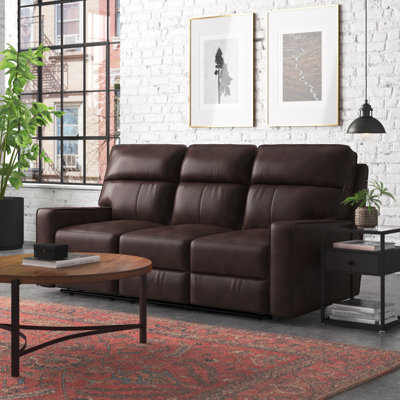 Canapé inclinable à accoudoirs carrés en cuir véritable de 83 po Chevelle