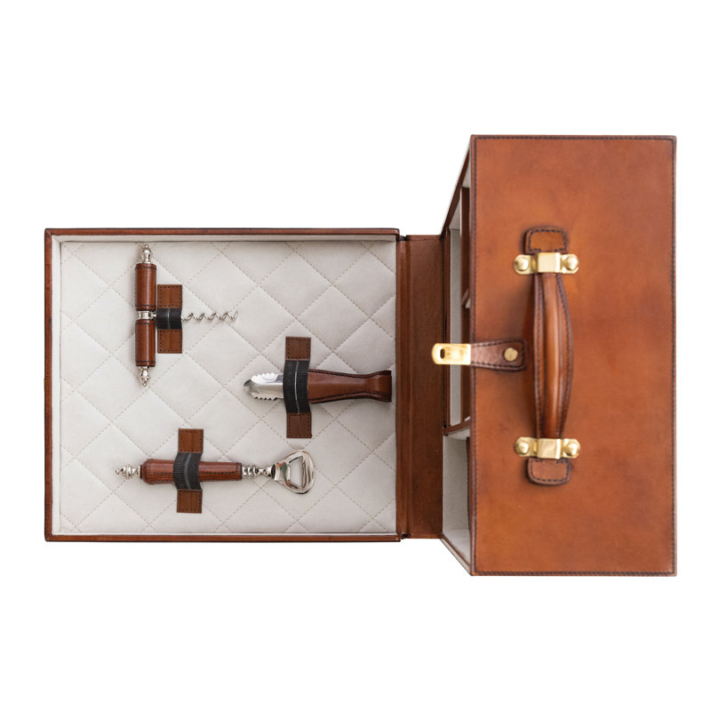 Wood & Leather Travel Bar Trunk