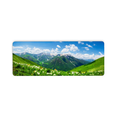 Tapis de souris de jeu pour bureau, tapis de souris paysage de montagnes de Géorgie avec bords cousus et base antidérapante, tapis de bureau à clavier pour le travail, le jeu, le bureau, la maison, vert épais, 15,7 x 35,4 po