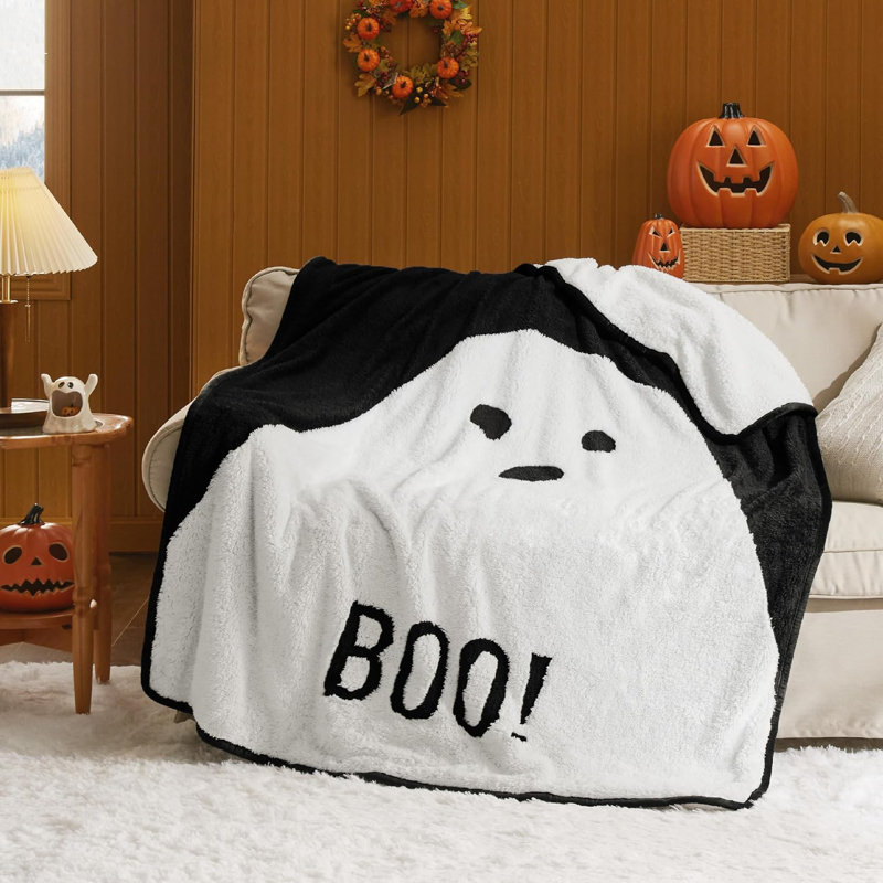 Holiday Vibe for Your Home Bedsure Christmas & Holiday Throw Blanket, White/Black/Orange Pumpkin