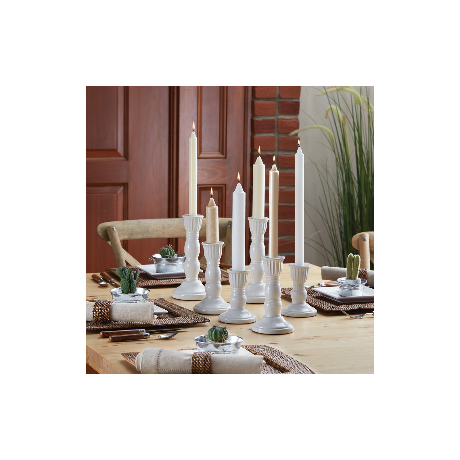 Smooth Collenette Unscented Taper Candle, 9" H x 1.25" W x 1.25" D, White