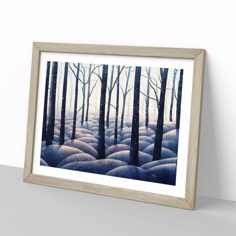 XH1022-10222X Winter Forest Watercolour Vol.1 - Single Picture Frame Print, 46cm H x 64cm W x 2cm D, Oak Framed