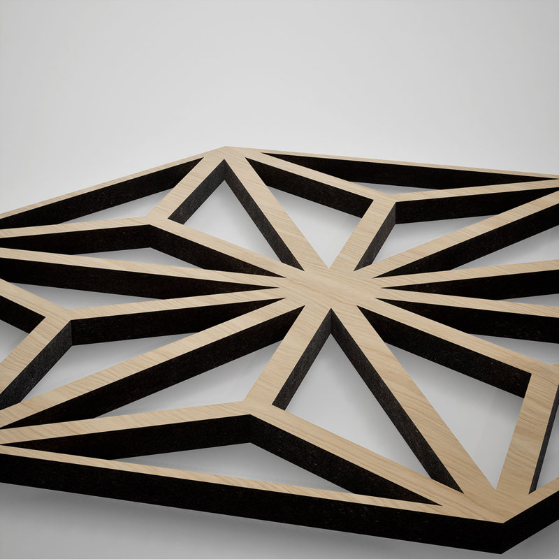 Hampton Decorative Fretwork Wood Wall Panels, Extra Small, 7 3/8"W x 8 1/2"H x 3/8"T, White Oak, 8.5" H x 7.375" W x 0.375" D
