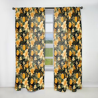 Mango Tango Tropical Pattern - Tropical Velvet Curtain - Room Darkening - 1 panel