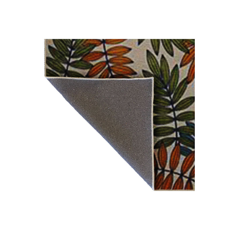 Tapis multicolore à motif de feuilles décoratif moderne lavable à la machine, Rectangle 3 pi 3 po x 4 pi 11 po
