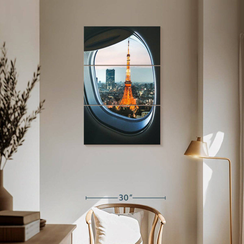 Nicci Tokyo Tower Plane Window View, 57" H x 36" W