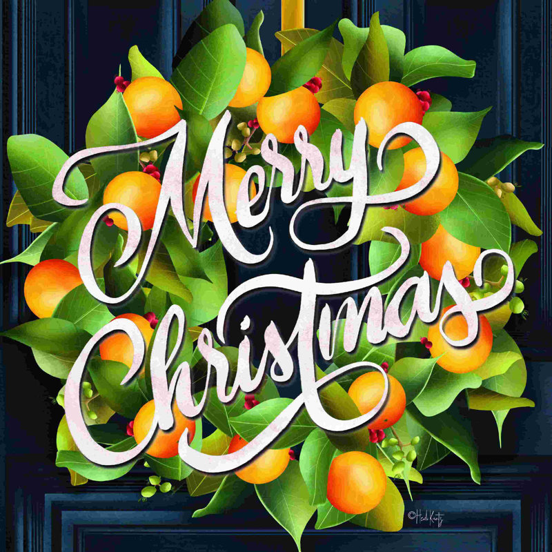 Couronne orange Merry Christmas 2885337, H 30 po x l 30 po