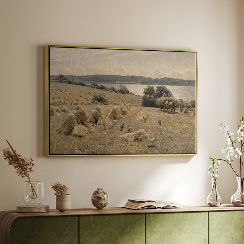 «Vintage Landscape -DC XXXV» sur toile, Cadre flottant doré, H 27 po x l 41 po x P 2 po