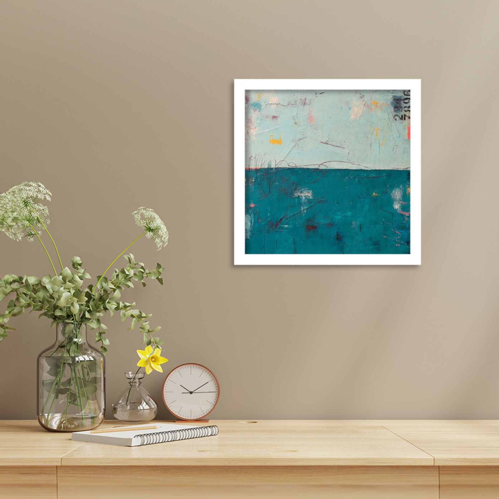 Blue Bay Hideaway Print by Erin Ashley, 13" H x 13" W, White