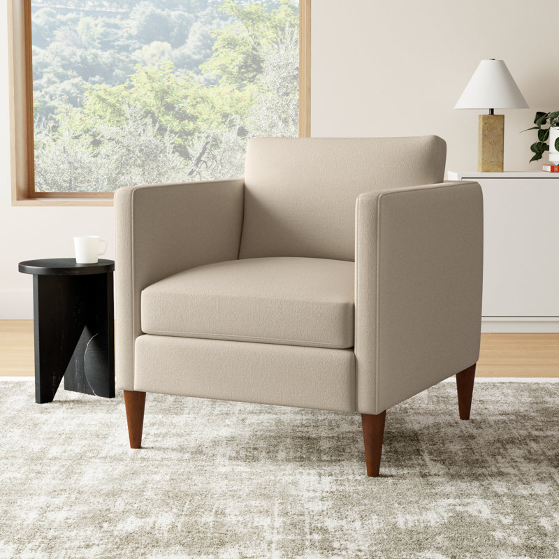 Clifford Upholstered Custom Armchair, Nomad Eggshell Crypton® Chenille