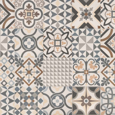 Ellis Taco 6" x 6" Encaustic Pattern Porcelain Floor and Wall Tile