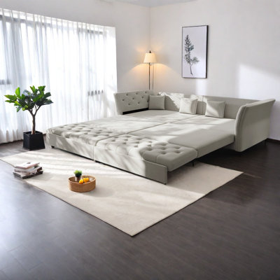 Spacious Multifunctional Sofas, Light Grey Velvet Design, Ideal For Living Room