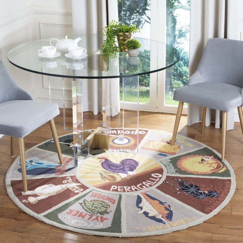 Dinwiddie Hand Hooked Wool Pile Rug, Round 8'