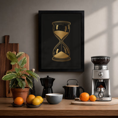 Golden Hourglass Minimalist - Framed Print