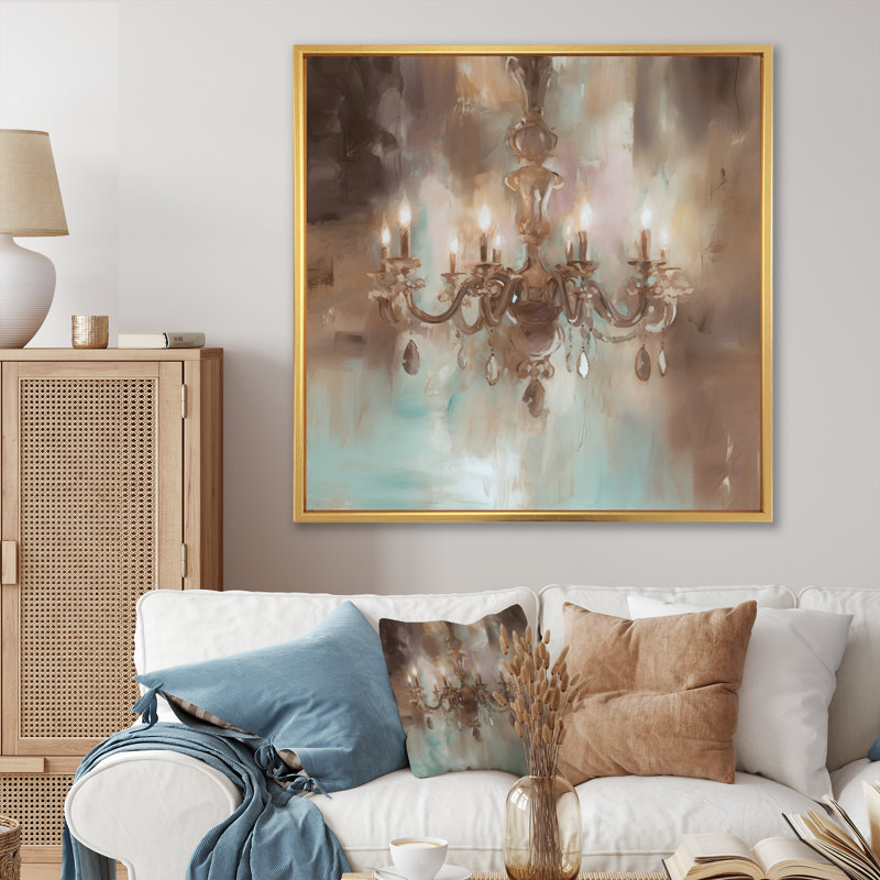 «Runar Grand Chandelier Showcase IV», reproduction sur toile, H 24 po x l 24 po x P 1 po, Cadre flottant doré