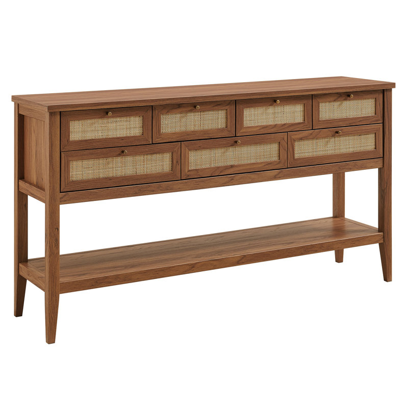 Console en rotin 62 po Soma, Noyer