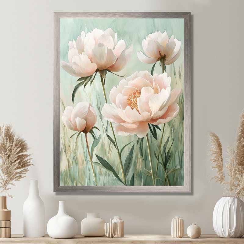 Henriques - Décoration murale florale, H 40 po x l 30 po, Reproduction encadrée sans passe-partout, Argent argent