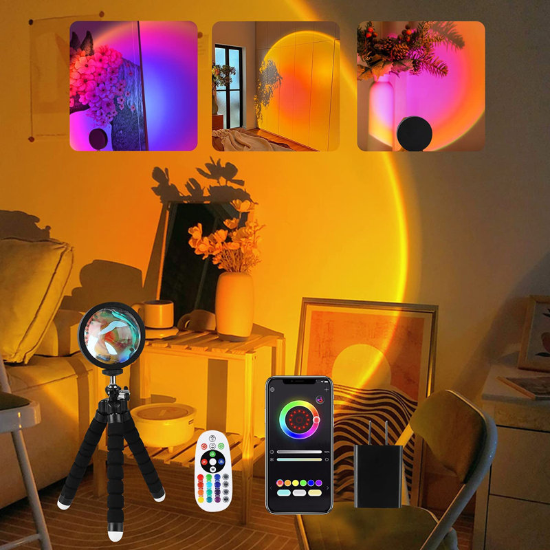RGB Sunset Projection Lamp Floor Lamp with Flexible Tripod Stand