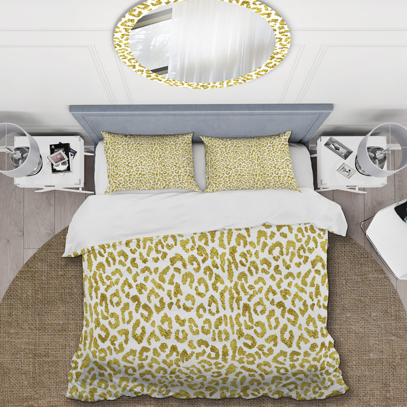 Motif léopard doré - ensemble de housse de couette animaux - microfibre de polyester