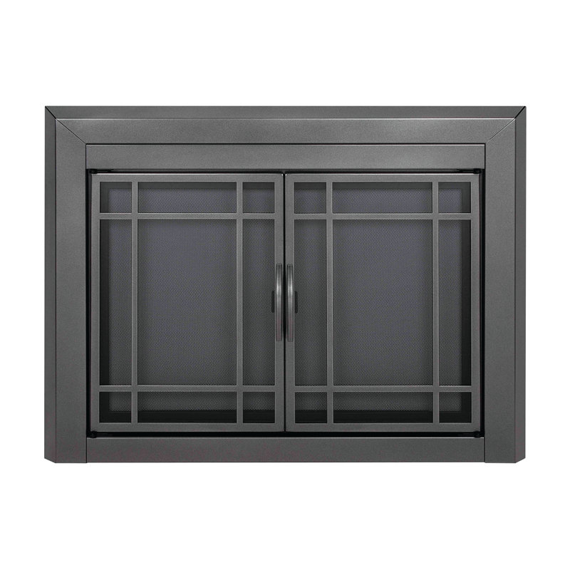 Porte de foyer en acier Ghalib, H 28 po x l 37,5 po x P 1,81 po, Bronze industriel